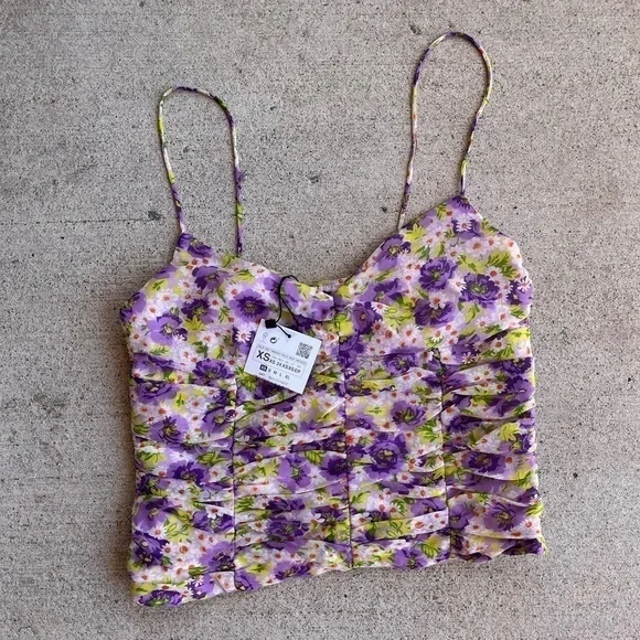 ZARA| DRAPED FLORAL PRINT TOP - Picture 2 of 9